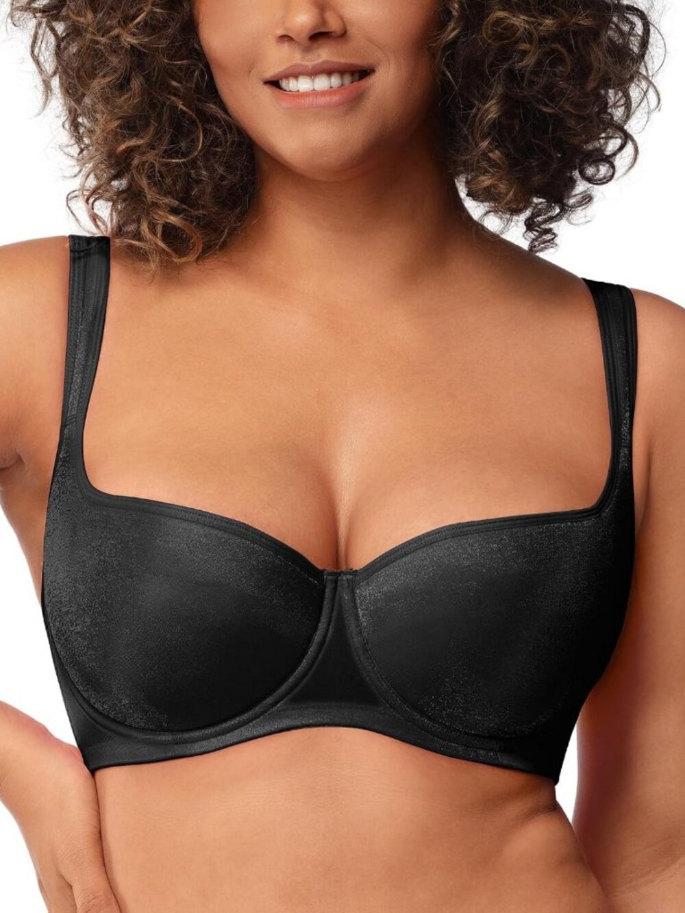 Lightly Lined Plus Size Push-Up Balconette Bra - Comfortable Scoop Neck T-Shirt